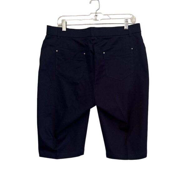 Coral Bay Navy Blue Stretchy Bermuda Shorts, Size 12 - Picture 2 of 6